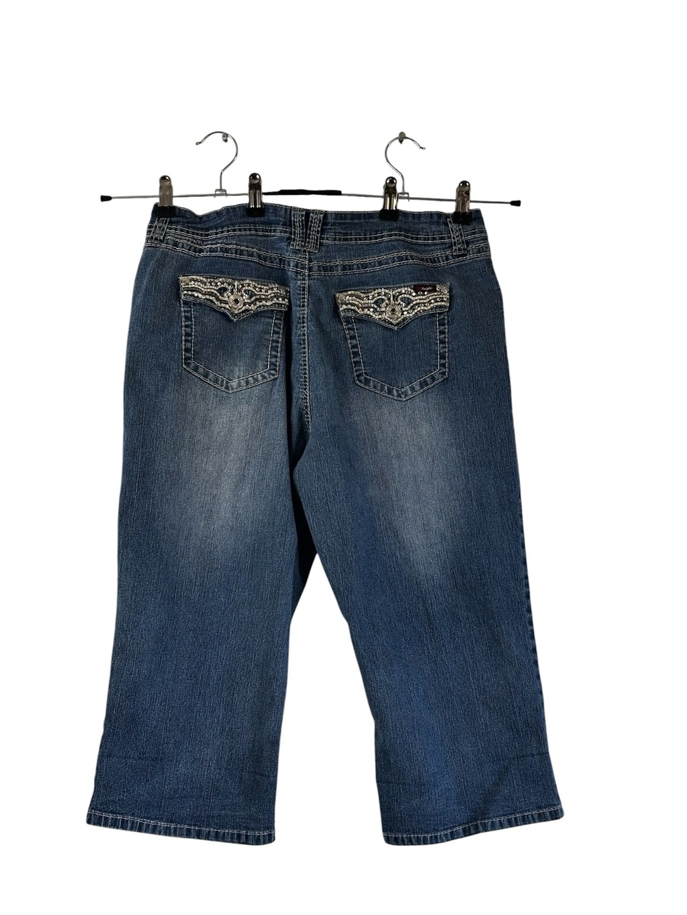 Angels Embellished Denim Capri Jeans Women’s Size 14P Y2K Bling Western Cowgirl - Picture 3 of 11